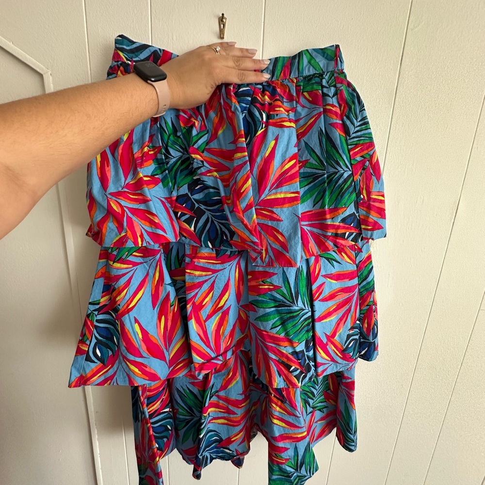 Tabitha Colorful Leaf Print Midi Skirt
